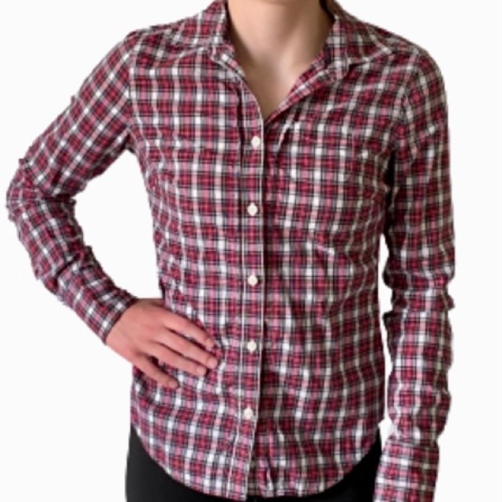 American Eagle Button Up Plaid Shirt - Red Blue Black White Yellow‌‌‌‌‌‌‌‌‌‌‌‌‌‌